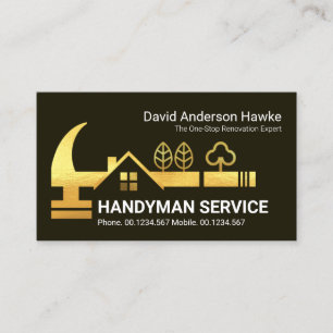 Carte De Visite Architecture Gold Handyman Rooftop Hammer