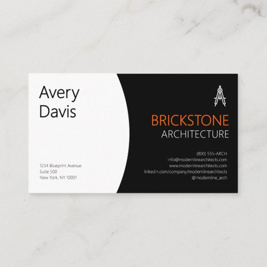 Carte De Visite Architecture Internationale Moderne Noir Orange (Dos)
