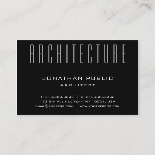 Carte De Visite Architecture moderne Plain Architect Architecture  (Dos)