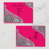 Carte De Visite ARCHITECTURE RENAISSANCE Monogramme 2 rose (Devant / Derrière)