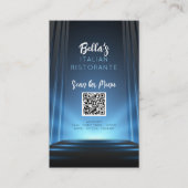 Carte De Visite Ardoise Bleu Menu Restaurant QR Code Business Sign (Devant)