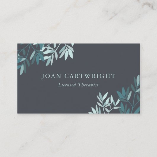 Carte De Visite Ardoise Greenery Feuille Therapist (Devant)