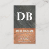 Carte De Visite Ardoise monogramme | Bois (Devant)