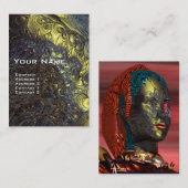 Carte De Visite ARES CYBORG, Rouge Jaune Sci-Fi, Techno, Robotique (Devant / Derrière)