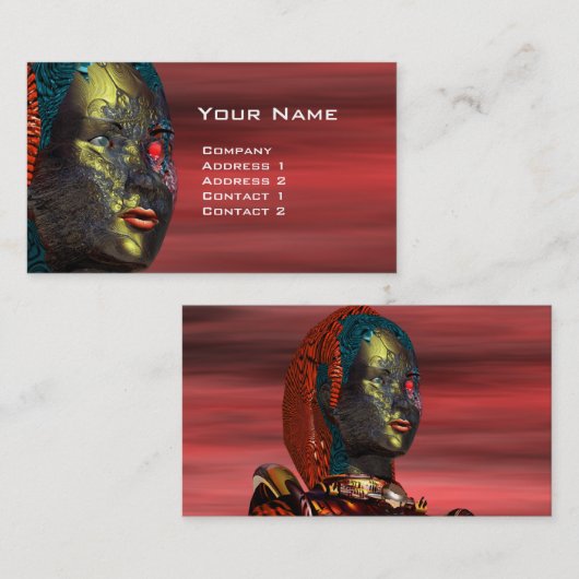 Carte De Visite ARES CYBORG Science fiction, Jaune rouge (Devant / Derrière)
