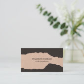 Carte De Visite Arêtes déchirées de crème et de papier noir (Debout devant)