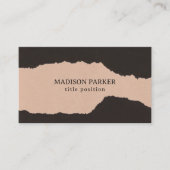 Carte De Visite Arêtes déchirées de crème et de papier noir (Devant)