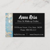 Carte De Visite * Argent abstrait passionnant de noir bleu (Dos)