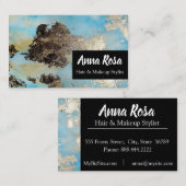 Carte De Visite * Argent abstrait passionnant de noir bleu (Devant / Derrière)