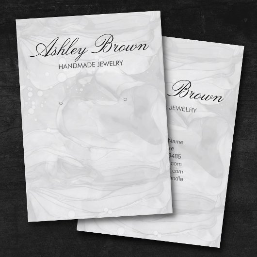 Carte De Visite Argent Aquarelle Bijoux artisanal Écran d'oreille