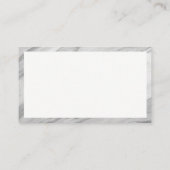 Carte De Visite Argent blanc avec monogramme | Bordure de marbre (Dos)