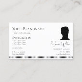 Carte De Visite Argent blanc clair classique avec logo et photo (Dos)