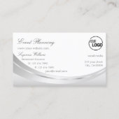 Carte De Visite Argent blanc noble décoré avec logo et diamant (Dos)