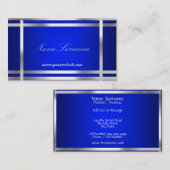 Carte De Visite Argent bleu Abstrait (Devant / Derrière)