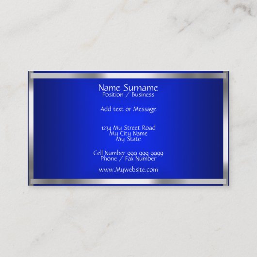 Carte De Visite Argent bleu Abstrait (Dos)