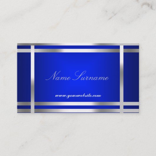 Carte De Visite Argent bleu Abstrait (Devant)