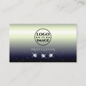 Carte De Visite Argent Bleu Noir Gradient Bijoux étincelants Ajout (Devant)