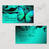 Carte De Visite Argent brillant de turquoise du papillon 311 (Devant / Derrière)