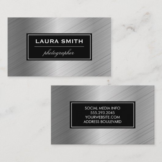 Carte De Visite Argent brossé (Devant / Derrière)