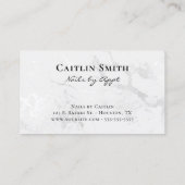 Carte De Visite Argent Brush Stroke Silver White Foil Marbre (Dos)