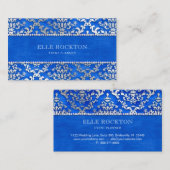 Carte De Visite Argent Cerulean de damassé de lueur vacillante de (Devant / Derrière)