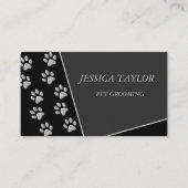 Carte De Visite Argent Chig Paws noir Arrière - plan Imprimer Moti (Devant)