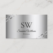 Carte De Visite Argent Classy avec Lignes Brillantes Monogramme Ph (Devant)