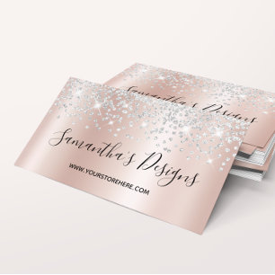 Carte De Visite Argent Confetti Parties scintillant Rose Gold Grad