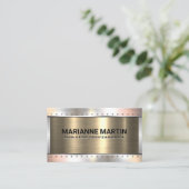 Carte De Visite Argent d'aluminium or brossé | Rivets métalliques (Debout devant)