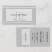 Carte De Visite Argent de blanc d'initiales de monogramme de (Devant / Derrière)