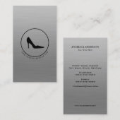 Carte De Visite Argent de chaussure à talon noir (Devant / Derrière)