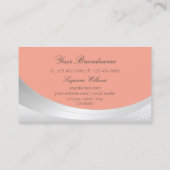 Carte De Visite Argent de corail élégant avec Monogramme et Diaman (Dos)