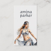 CARTE DE VISITE ARGENT DE COULEUR D'EAU ÉGYPTIEN DANSEUR (Devant)