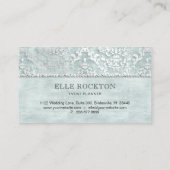 Carte De Visite Argent de damassé de lueur vacillante de vert (Dos)