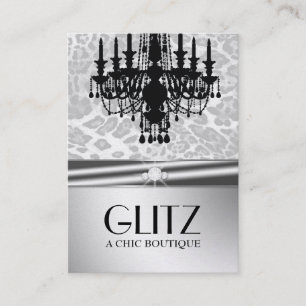 Carte De Visite Argent de Faux de diamant de léopard de boutique