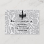 Carte De Visite Argent de Faux de diamant de léopard de boutique (Dos)