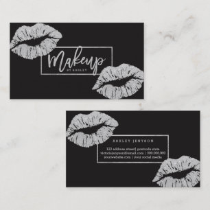 Carte De Visite Argent de faux de lèvres de typographie de