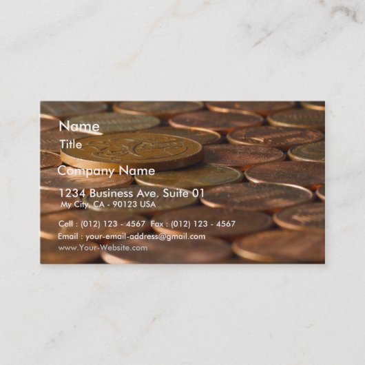 Carte De Visite Argent de pièces de monnaie de penny de penny (Devant)