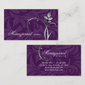 Carte De Visite Argent de pourpre de vigne de feuille de vin (Devant / Derrière)