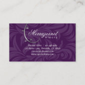 Carte De Visite Argent de pourpre de vigne de feuille de vin (Dos)
