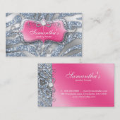 Carte De Visite Argent de rose de zèbre de bijoux de 232 (Devant / Derrière)