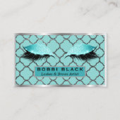 Carte De Visite Argent de Teal de maquillage de parties (Devant)