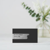 Carte De Visite Argent élégant brossé / Noir (Debout devant)
