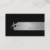 Carte De Visite Argent élégant brossé / Noir (Dos)