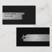 Carte De Visite Argent élégant brossé / Noir (Devant / Derrière)