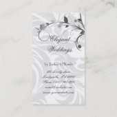 Carte De Visite Argent élégant de feuille florale de wedding (Dos)