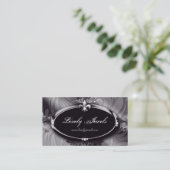 Carte De Visite Argent élégant de Fleur de lis Black de mode de (Debout devant)