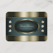 Carte De Visite Argent élégant et dégradé bleu avec strass (Devant)