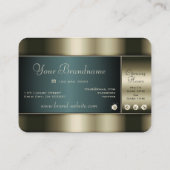 Carte De Visite Argent élégant et dégradé bleu avec strass (Dos)