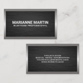 Carte De Visite Argent en aluminium métallique foncé (Devant / Derrière)